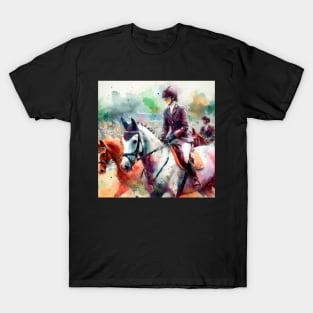 Abstract looking illustration of women's equestrian sport T-Shirt